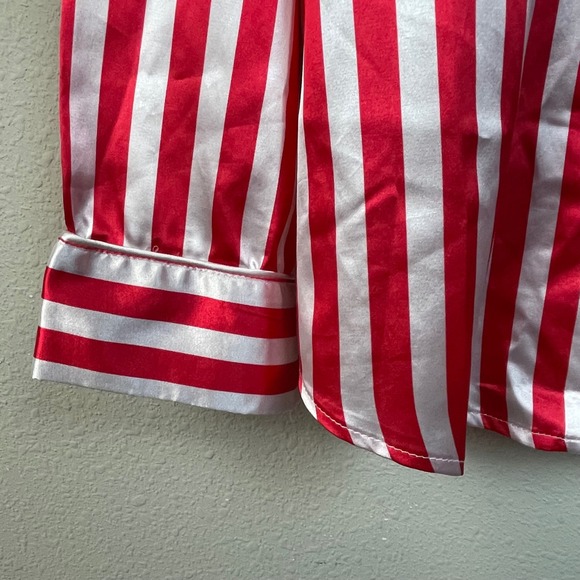 SHOW ME YOUR MUMU Peppermint Stripe Pajama Pants XS Red White Satin Lounge Sleep - Picture 12 of 14
